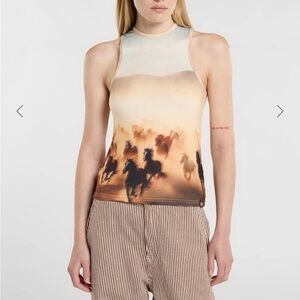 Horse Print Western Chic Dickies Tank Top NWT